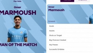 1进球&amp;3射正，英超官方：马尔穆什当选曼城2-0莱斯特城全场最佳